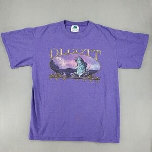 Vintage Olcott Beach NY Fishing Tee Kingstree Classic‎ USA Single Stitch L